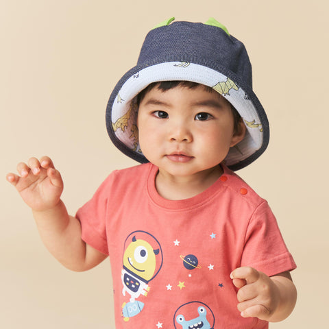 【麗嬰房】玩fun抗UV小童螢光恐龍雙面帽