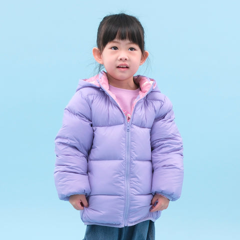 【麗嬰房】小童雙面防風防潑水羽絨外套-紫色