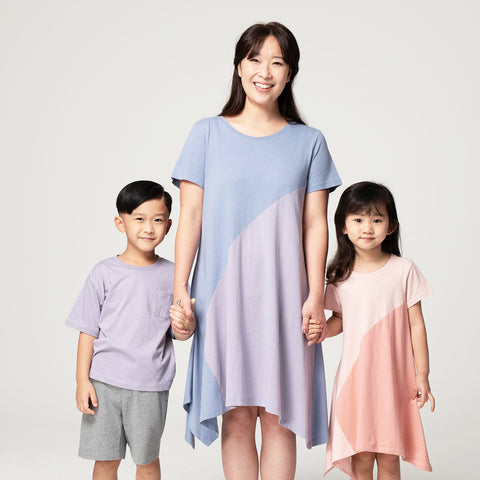 【麗嬰房】Simple親子顏色拼布短袖洋裝-媽媽款