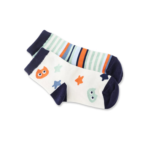【麗嬰房】玩FUN小童條紋星星貓米色襪子