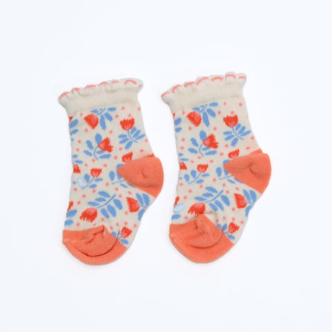 【麗嬰房】嬰童典雅象雙色花朵寶寶襪