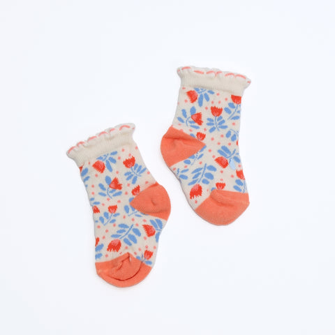 【麗嬰房】嬰童典雅象雙色花朵寶寶襪