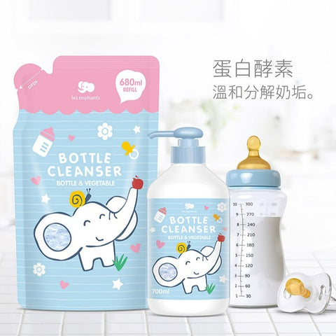 【麗嬰房 les enphants】奶瓶蔬果酵素洗潔液補充包680ml (無香/鳳梨香)