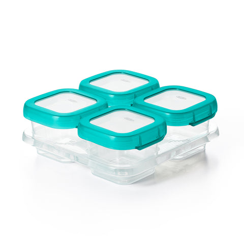 【美國OXO tot】好滋味冷凍儲存盒(4oz)-靚藍綠