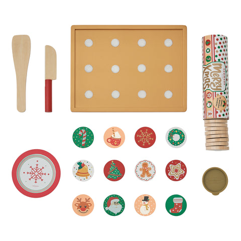 【Teamson Kids】小廚師木製切切樂聖誕餅乾遊戲組
