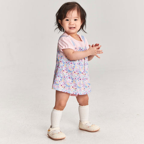 【麗嬰房】嬰童紫羅蘭花卉假兩件式遊戲褲