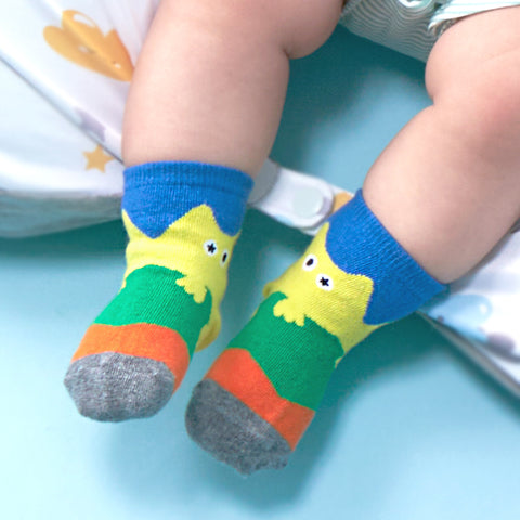 【麗嬰房】玩fun嬰童彩色怪獸漸層襪