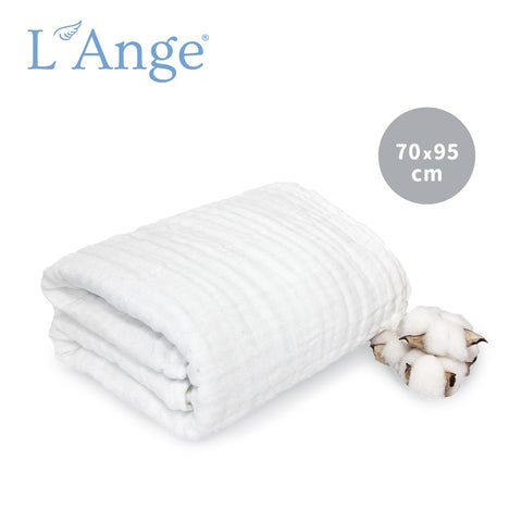 【L’Ange 棉之境】 6層純棉紗布浴巾/蓋毯 70x95cm (白/藍/粉/黃)