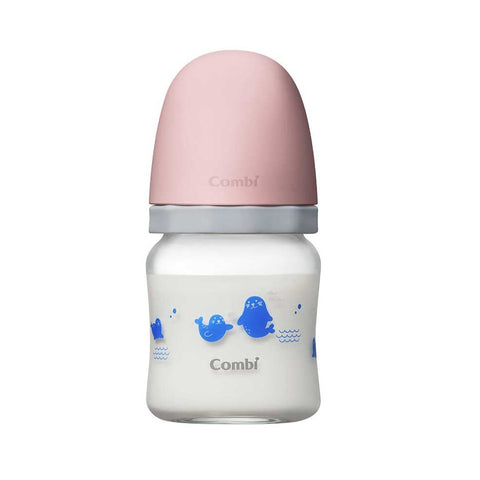 【Combi 康貝】真實含乳寬口玻璃奶瓶120ml-粉色/藍色