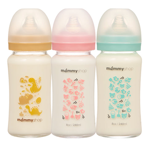 【mammyshop 媽咪小站】母感體驗2.0-寬口玻璃奶瓶 240ml（共3種）