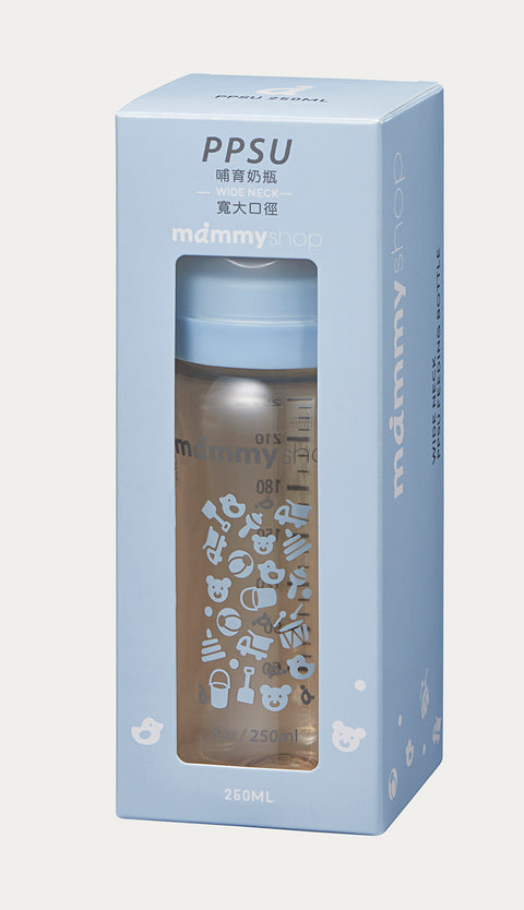 【mammyshop 媽咪小站】母感體驗2.0-PPSU寬口奶瓶（藍/杏）