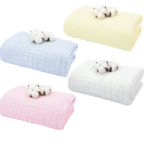 【L’Ange】6層純棉紗布浴巾/蓋毯 70x120cm (白/藍/粉/黃)