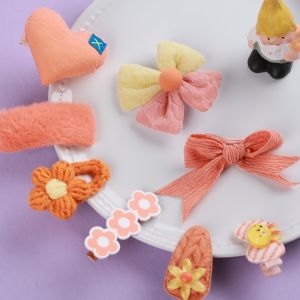 麗嬰房Little moni橘子氣泡愛心花花髮夾(8入組)